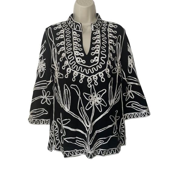 Metallic Embroidery Tunic, Lauren Michelle, Soft Stretchy Dressy, Ladies Medium - Picture 1 of 4